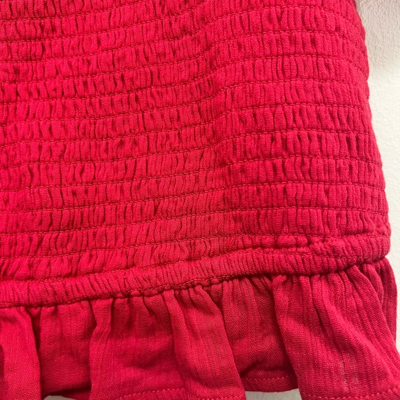 B.O.G Collective (Band of Gypsies) Smocked Short Sleeved Crop Top in Red - Picture 5 of 5